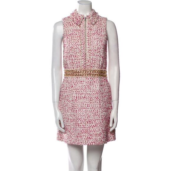 Alice + Olivia Ellis Chain Tweed Dress in Raspberry size 6 - Picture 1 of 11